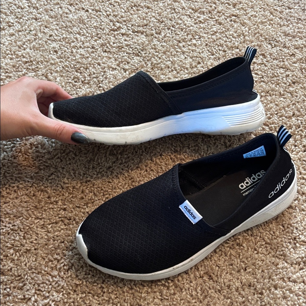Adidas Black and White Slip-On Shoes